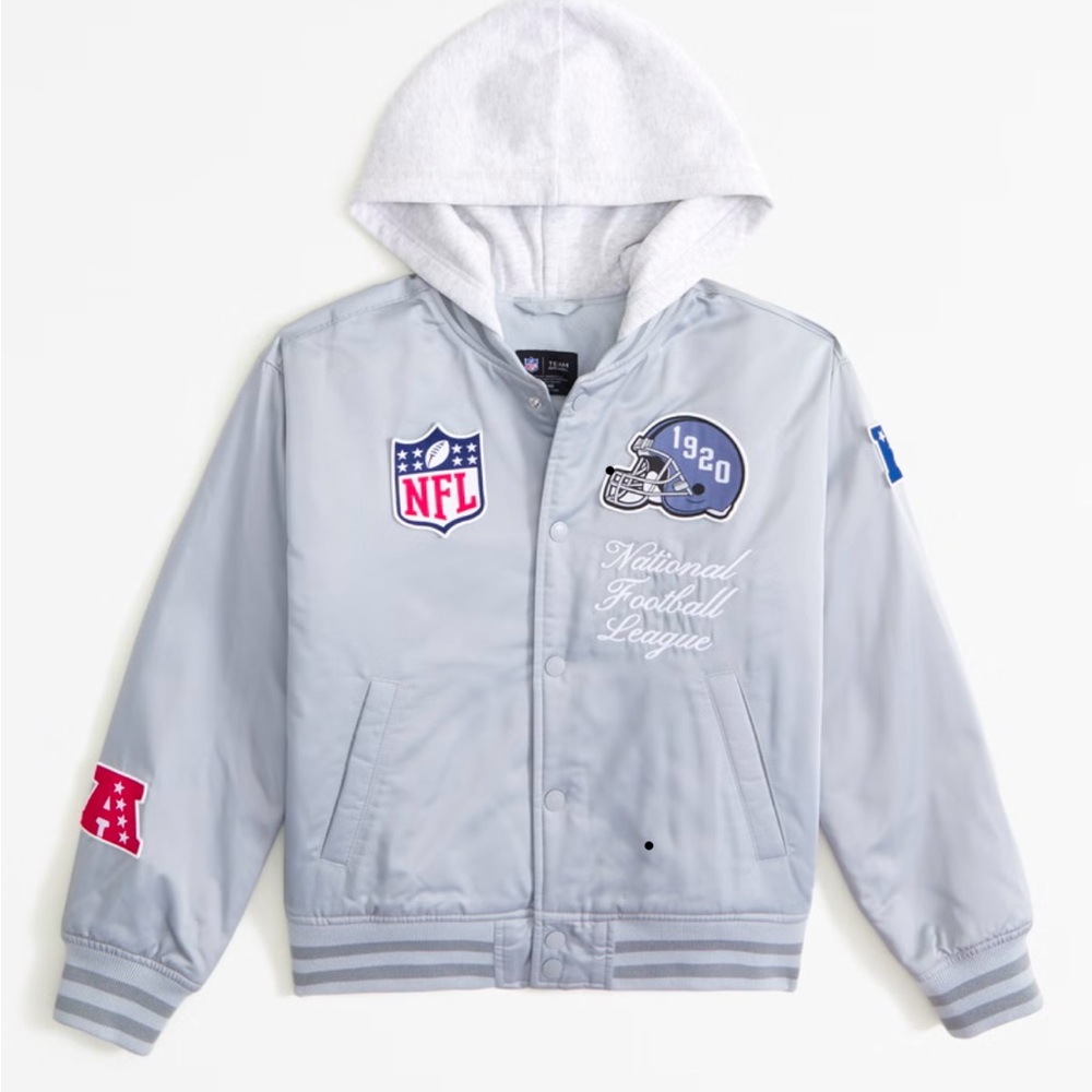Abercrombie kids Boys NFL hooded bomber Jacket Brand New 15/16